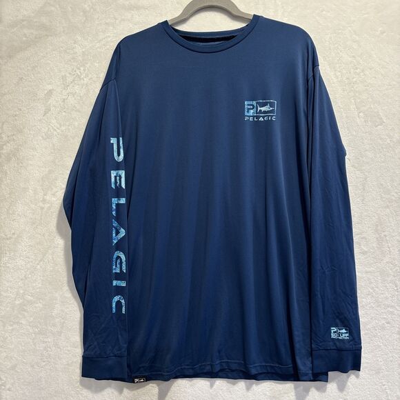 Pelagic Shirt Mens XL Blue Long Sleeve Fishing AquaTek Active Performance UPF50+ - Picture 1 of 15